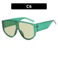 Fashionable oversized green shield sunglasses with one-piece lens, model code C6 - Shield Style (9095) / Green Frame Light Green