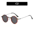 Gafas de sol steampunk redondas retro con montura pequeña de carey y lentes grises. - Como se muestra / Montura Carey Lentes Grises (C2)
