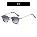 Punk Sonnenbrille mit kleinem Rahmen, lila Verlaufsgläsern und schwarzem Gestell, C2 - Glänzendes Schwarz / Farbverlauf Grau