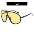 Übergroße Wickel-Sonnenbrille mit gelben Gläsern und schwarzem Rahmen, Modell C2 - Glänzendes Schwarz Gelbe Linse(C2) / Metallscharnier