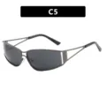 Gafas de sol retro Y2K de moda para mujer con montura hueca en color gris plomo, SKU C5 - Bronce Todo Gris