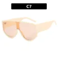 Oversized shield sunglasses with cream frame and peach tinted lenses - Shield Style (9095) / Off White Champagne