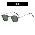 Vintage-Punk-Sonnenbrille mit kleinen Gläsern in Dunkelgrün und Metallrahmen - Glänzendes Schwarz Grün