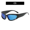 Futuristische Y2K Kinder-Sonnenbrille für Jungen, schwarzer Rahmen und blaue Gläser - Schwarzer Rahmen Blaue Verspiegelte Gläser