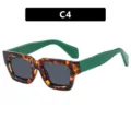 Gafas de sol cuadradas de moda con montura de carey y patillas verde oscuro con lentes grises - Marco de Leopardo con Patas Verdes