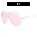 Übergroße einteilige transparente rosa Sonnenbrille mit UV400-Schutz für modische Damen - Transparentes Rosa (C6) / Metallscharnier