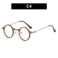 Gafas de sol steampunk redondas retro con montura de carey, variante C4. - Como se muestra / Montura Leopardo Lentes Claras (C4)