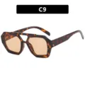Modieuze schildpad zonnebril met amberkleurige glazen, model C9. - Gepatroneerd Licht Thee