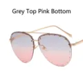 Damen Flieger-Sonnenbrille mit Goldnieten und grau-rosa Farbverlaufsgläsern - Grau Rosa