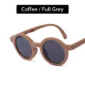Faltbare Kinder-Sonnenbrille mit braunem Rahmen und grauen Gläsern für UV-Schutz - Kaffee Rahmen Graue Linse