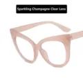 Monture de lunettes œil de chat pailletée rose champagne avec verres clairs pour un look chic. - Verres Transparents / Champagne Scintillant / Lentille Claire