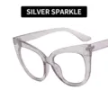 Monture de lunettes œil de chat vintage avec fini pailleté gris argenté et verres clairs - Verres Transparents / Gris Argenté / Lentille Claire