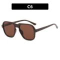Classic brown oversized aviator style sunglasses for men with retro personalized frame - Solid Brown Frame Tea Lens (C6)