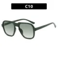 Retro oversized dark green frame sunglasses featuring grey gradient lenses for men - Solid Green Gradient Green Lens (C10)