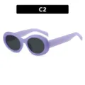 Stylische lila ovale Retro-Sonnenbrille für Damen mit dunklen Gläsern für den Strandurlaub - Jelly Lila Grau Glas Stil (C2)