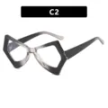 Montura de gafas geométrica de mariposa oversize retro en degradado negro y gris - Degradado Negro Lente Clara Estilo (22042)