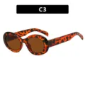 Klassische ovale Sonnenbrille mit Schildpattmuster und braunen Gläsern für Damen SKU C3 - Leopardenmuster Tee Linse Stil (C3)