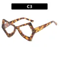 Montura de gafas mariposa irregular retro en color carey para mujer diseño elegante - Montura Leopardo Lente Clara Estilo (22042)