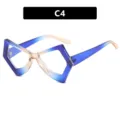 Montura de gafas de mariposa irregular retro con degradado de color azulado chic - Degradado Bleu Lente Clara Estilo (22042)