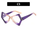 Oversized irregular pentagonal purple gradient butterfly glasses frame, color C5 - Gradient Purple Clear Lens Style (22042)