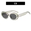 Vintage-Stil graue transparente ovale Sonnenbrille für Damen, dunkle Gläser, Variante C6 - Transparent Grau Stil (C6)