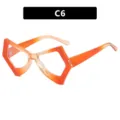 Oversized retro butterfly shaped glasses frame with vibrant orange gradient C6 - Gradient Orange Clear Lens Style (22042)