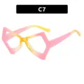 Retro pink and yellow gradient irregular geometric eyeglass frames for women style C7 - Gradient Pink Clear Lens Style (22042)
