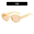 Modische Retro-Oval-Sonnenbrille mit cremigem beigem Rahmen und orange getönten Gläsern - Beige Tee Glas Stil (C8)