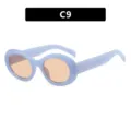 Trendige hellviolette ovale Sonnenbrille mit orangefarbenen Gläsern Modell C9 Damen - Jelly Blau Tee Glas Stil (C9)