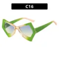 Retro oversized butterfly glasses frame with gradient green finish in irregular geometric style - Gradient Green Frame Green Lens Style (22042)