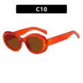 Retro ovale Sonnenbrille mit transparentem orangefarbenem Rahmen und braunem Glas. - Transparent Orange Tee Glas Stil (C10)