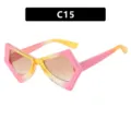 Vintage butterfly-shaped oversized glasses frame in pink and orange gradient - Gradient Pink Frame Tea Lens Style (22042)