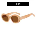 Vintage ovale Sonnenbrille mit pfirsichfarbenem Rahmen und braunen Gläsern, C11. - Jelly Tee Stil (C11)