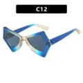 Stylish oversized butterfly glasses frame featuring blue gradient irregular design for women - Gradient Blue Frame Gray Blue Lens Style (22042)