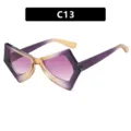 Irregular butterfly-shaped glasses frame featuring a purple gradient finish for women - Gradient Purple Frame Pink Lens Style (22042)