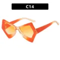 Retro irregular butterfly-shaped glasses frames in vibrant orange gradient color - Gradient Orange Frame Orange Lens Style (22042)