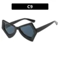 Retro irregular butterfly-shaped black glasses frame, stylish model C9 variant - Glossy Black Frame Gray Lens Style (22042)