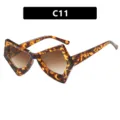 Retro irregular tortoiseshell butterfly glasses frames with brown gradient lenses - Leopard Frame Brown Lens Style (22042)