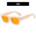 Trendy beige vierkante zonnebril met heldere oranje glazen variant kleur C6 uitvoering - Beige Montuur met Oranje Glazen