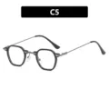 Retro Punk Stil kleine unregelmäßige geometrische Fassung Brille in Schwarz C5 Optik - Glänzend Schwarz Klare Gläser
