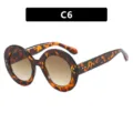 Oversized rond brilmontuur in schildpadmotief met gouden studs, SKU C6 - Luipaardprint Montuur Bruine Lens (386)