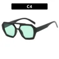 Trendy zonnebril met dik zwart montuur en stijlvolle lichtgroene glazen voor mode, model C4 - Glanzend Zwart Groen