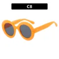 Trendy oversized ronde bril in levendig oranje met donkere glazen - Oranje Montuur Grijze Lens (386)