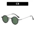 Retro Steampunk Sonnenbrille mit grünen Gläsern und schwarzem Metallrahmen Modell C8. - Wie abgebildet / Glänzend Schwarzer Rahmen Grüne Gläser (C8)