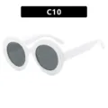 Witte ronde oversized bril met decoratieve gouden noppen en grijze glazen - Wit Montuur Grijze Lens (386)