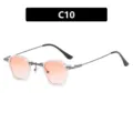 Stylische kleine Sonnenbrille mit unregelmäßigem Rahmen und orangefarbenen Gläsern C10 - Transparent Weiß Weinrot