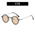 Retro kleine runde Steampunk Sonnenbrille mit schwarzem Rahmen und orange Gläsern C10 - Wie abgebildet / Glänzend Schwarzer Rahmen Teegläser (C10)