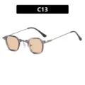 Retro Punk kleine unregelmäßige Sonnenbrille mit grauem Rahmen und orangefarbenen Gläsern - Transparent Grau Champagner