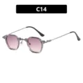 Punk-Sonnenbrille mit unregelmäßigem kleinem Rahmen und lila Verlaufsgläsern C14 - Transparent Grau Rosa Farbverlauf