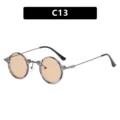 Retro-Sonnenbrille im Steampunk-Stil mit runden bernsteinfarbenen Gläsern, Modell C13 - Wie abgebildet / Transparenter Grauer Rahmen Champagnergläser (C13)